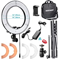 Neewer 14 Pulgadas Exterior LED Anillo de Luz 36W 5500K con Soporte de Luz Kit: Tubo Filtro de Color Adaptador de Zapata…